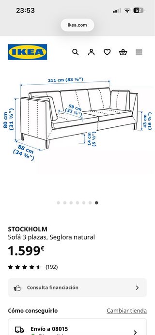Sofá de piel marrón Ikea Stockholm
