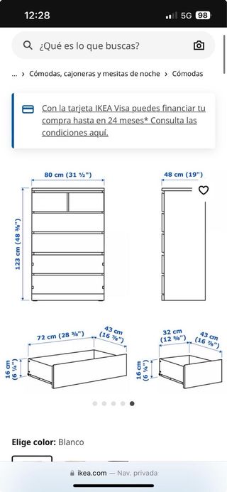Cajonera Ikea Blanca (75 unidad 100 las 2)