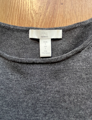 Vestido H&M Gris Manga Francesa Falda Evasé