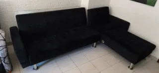Sofá cama chaise longue negro