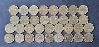 34 MONEDAS 20 CÉNTIMOS FRANCIA FECHAS DIFERENTES