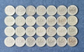 28 MONEDAS 5 CÉNTIMOS FRANCIA FECHAS DIFERENTES