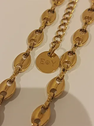 Pulseira Aço Dourado Grãos de Café