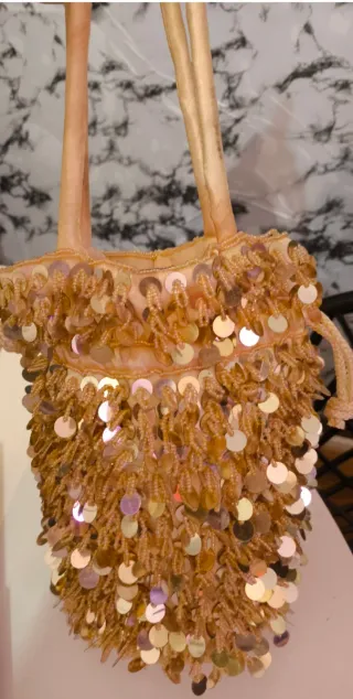 Bolso vintage dorado lentejuelas