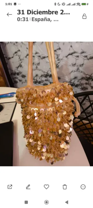 Bolso vintage dorado lentejuelas