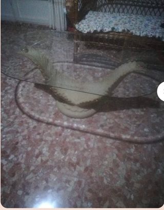 Mesa de centro cristal y madera