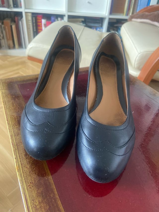 Zapatos de cuña Clarks negros piel