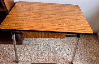Mesa Cocina Vintage Cajón Madera Metal