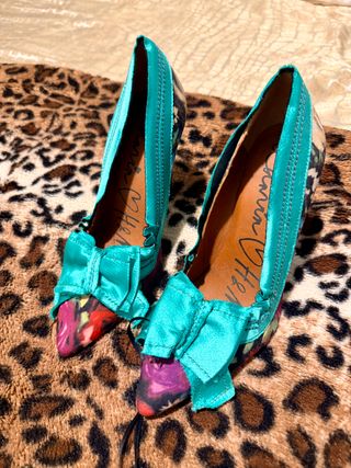 Zapatos Lanvin Diseño Floral Tacón Metálico