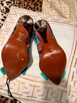 Zapatos Lanvin Diseño Floral Tacón Metálico