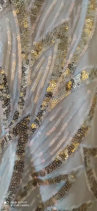 Vestido largo dorado, champagne con lentejuelas