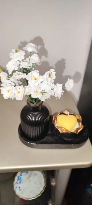 Juego Bandeja, Florero y Vela Flor de Loto