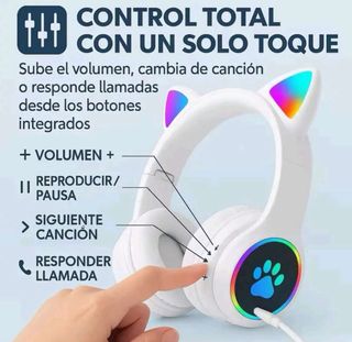 Auriculares Bluetooth Niños LED Gato Multicolor
