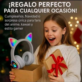 Auriculares Bluetooth Niños LED Gato Multicolor