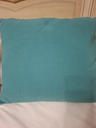 2 Cojines Decorativos Teal y Blanco