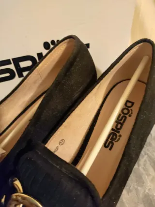 Mocasines tacón Dospies Talla 37 Negro/Oro