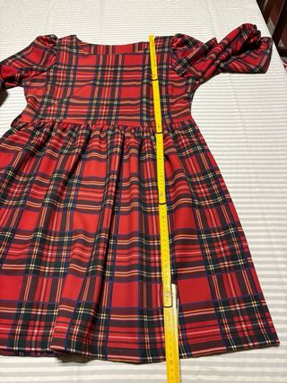 Abito scozzese rosso manica 3/4