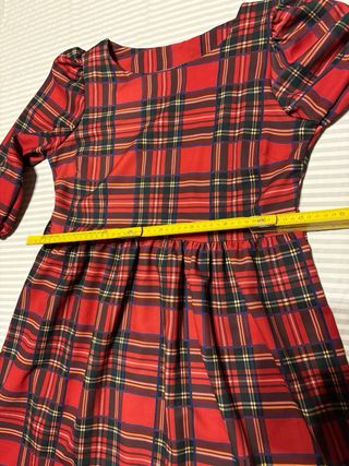 Abito scozzese rosso manica 3/4