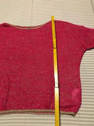 Maglia donna rosa con fili dorati