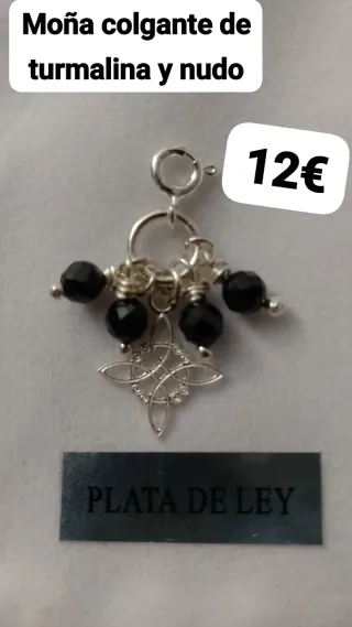 Colgante moña plata turmalina y nudo