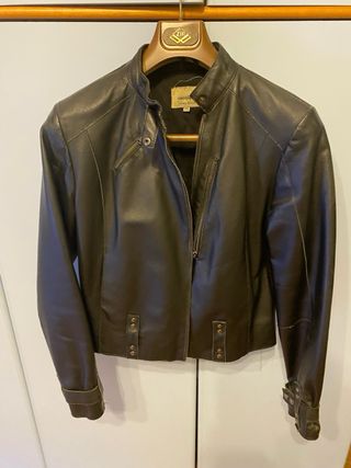 Giacca chiodo in pelle donna nero