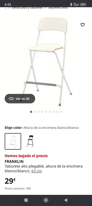 2x Taburetes Altos Ikea Blancos