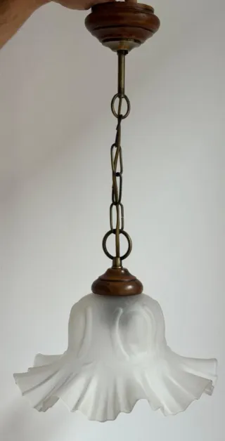 Lámpara de techo colgante madera y cristal