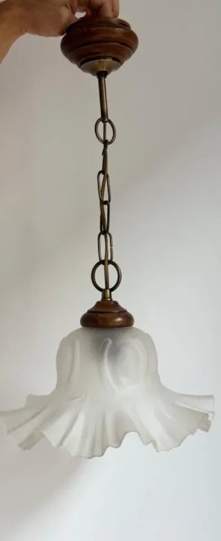 Lámpara de techo colgante madera y cristal