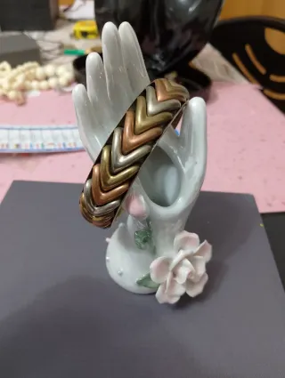 Bracciale vintage Chevron oro argento e rame