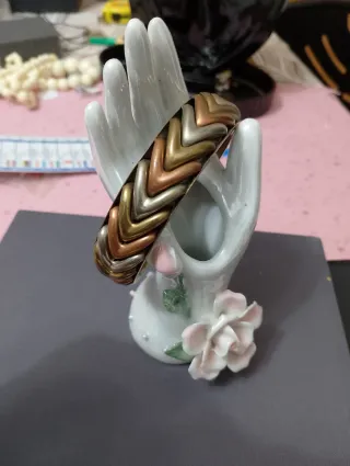 Bracciale vintage Chevron oro argento e rame