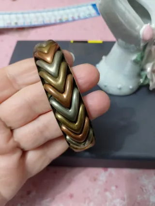 Bracciale vintage Chevron oro argento e rame