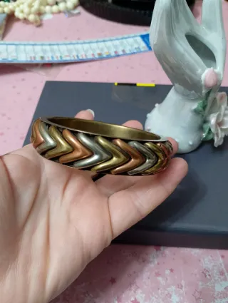 Bracciale vintage Chevron oro argento e rame