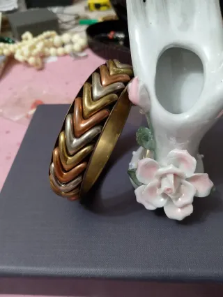 Bracciale vintage Chevron oro argento e rame
