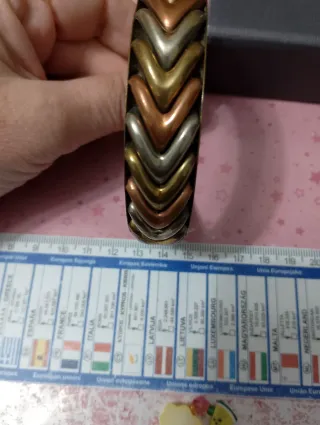 Bracciale vintage Chevron oro argento e rame