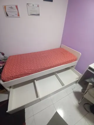 Cama 90x190 con cajones y colchón Ikea