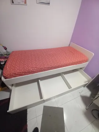 Cama 90x190 con cajones y colchón Ikea