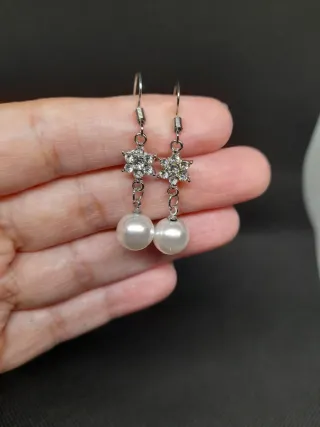 Pendientes flor con perla