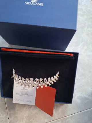 Tiara Swarovski Flores Perlas Plata