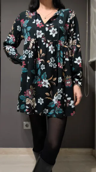 Vestido estampado floral negro talla única