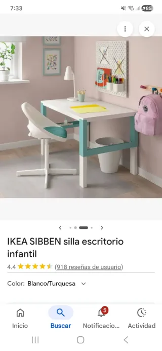 Silla de escritorio Ikea azul