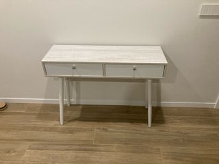 Mueble recibidor entrada madera y blanco