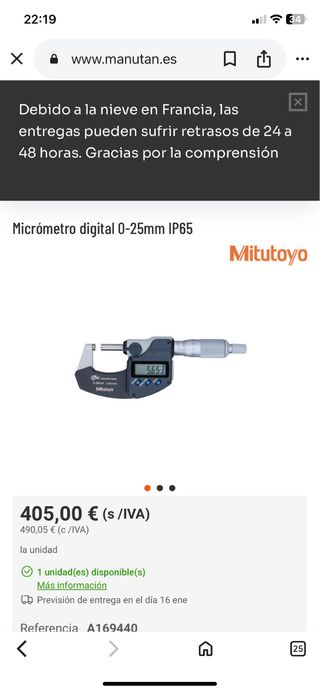 Micrómetro Digital Mitutoyo 0-25mm