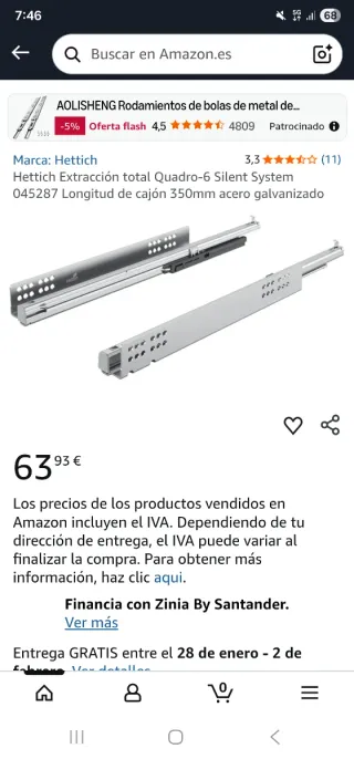 Guías para cajones Hettich Quadro-6