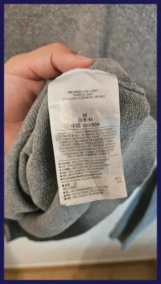 Jersey Gap Gris Talla M 95% Algodón