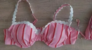 Bikini rayas rosa y rojo