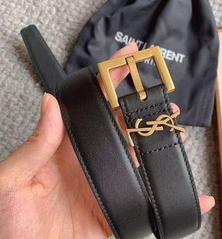 Cinturón Saint Laurent Negro y Dorado