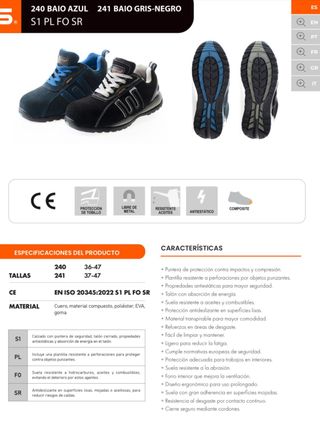 Calzado de seguridad azul y negro T43 y T44