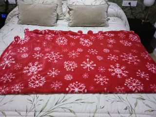 Manta sofá polar copos de nieve