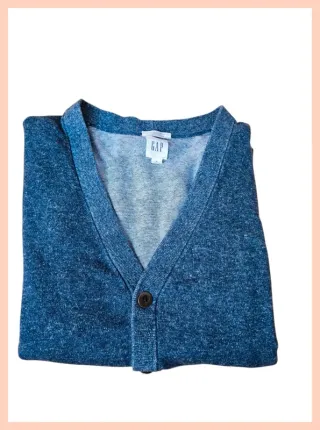 GAP Cárdigan Hombre Talla M Azul Lino Algodón
