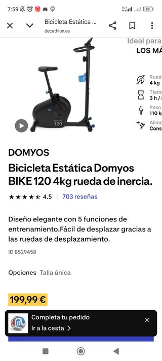 Bicicleta Estática Domyos BIKE 120